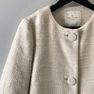 Sz 4 Kate Spade Tweed Corsage Coat in Sand Dune